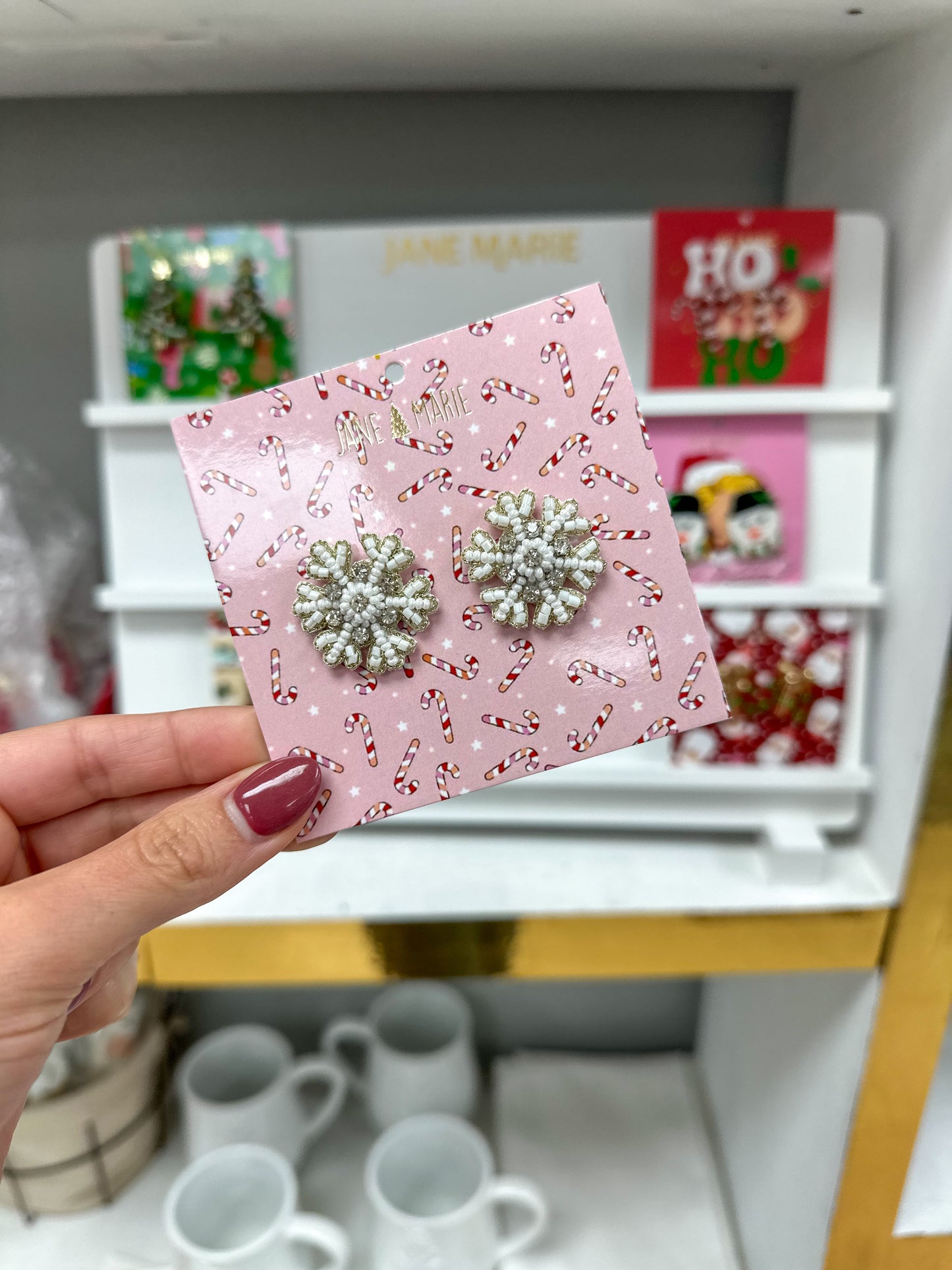 Beaded Snowflake Studs