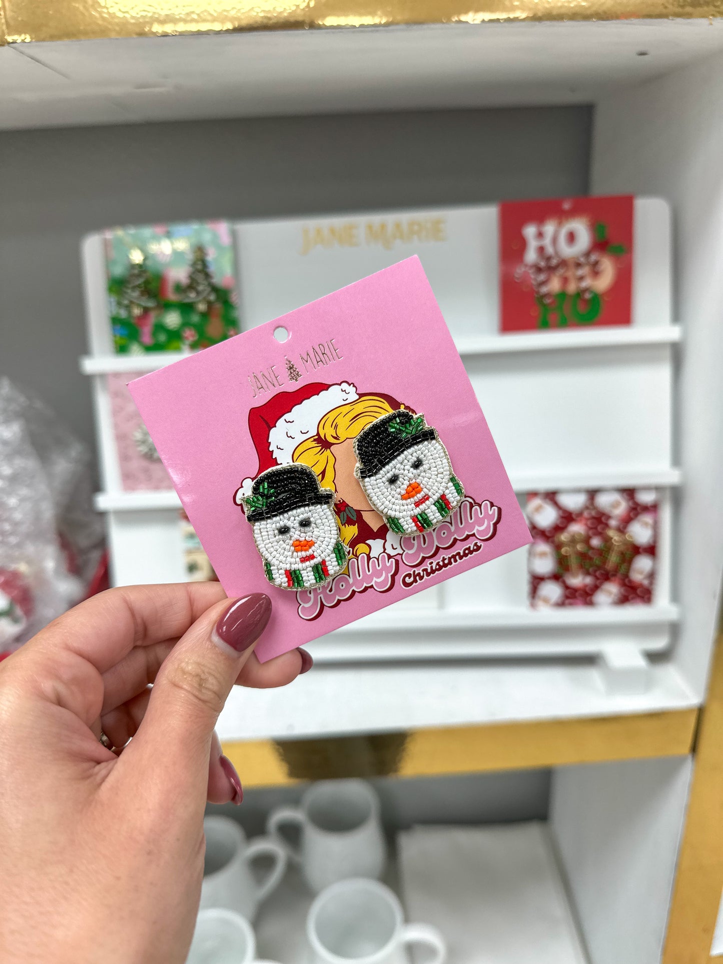 Beaded Snowman Studs