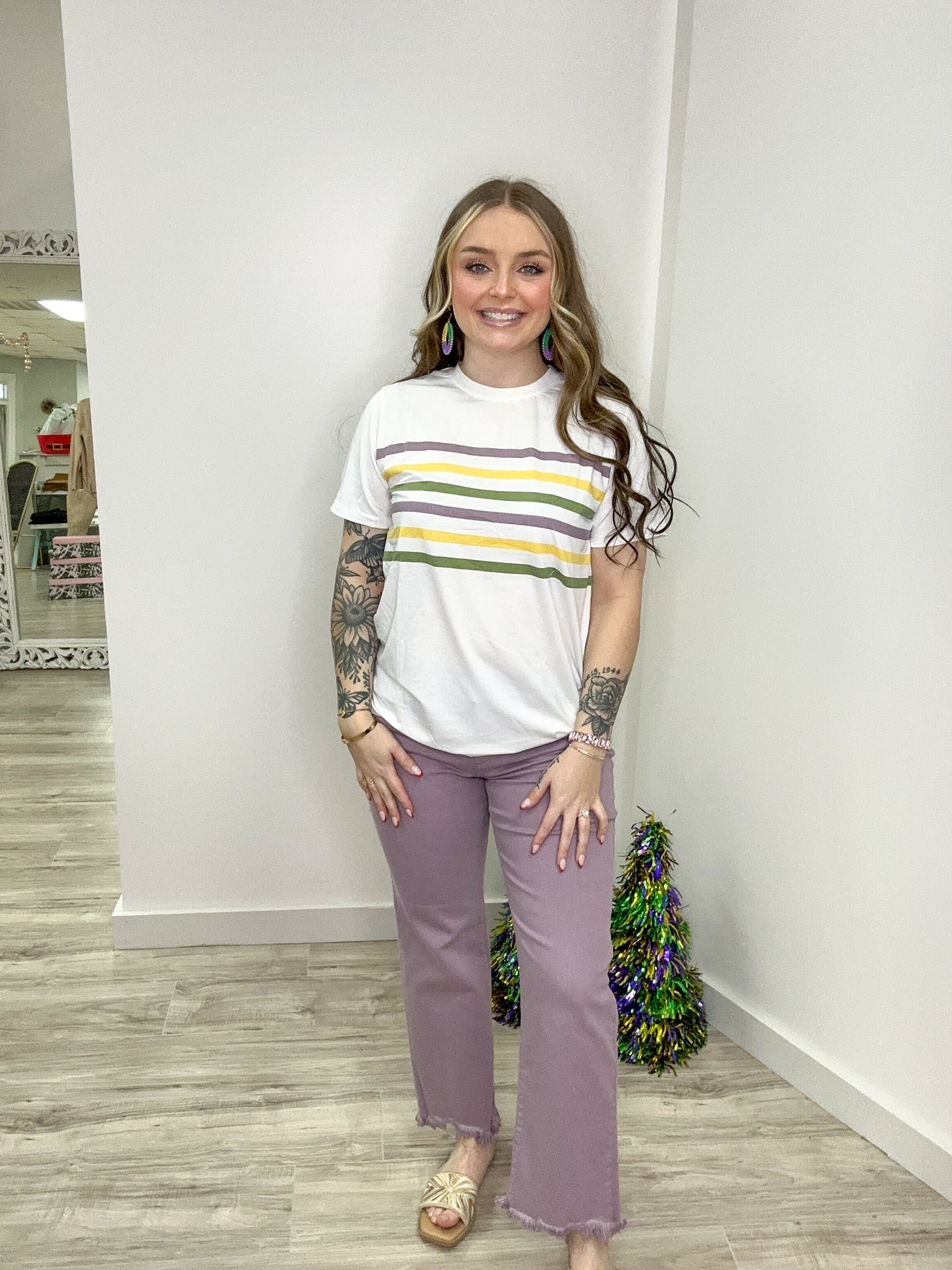 Mardi Gras Stripes Tee