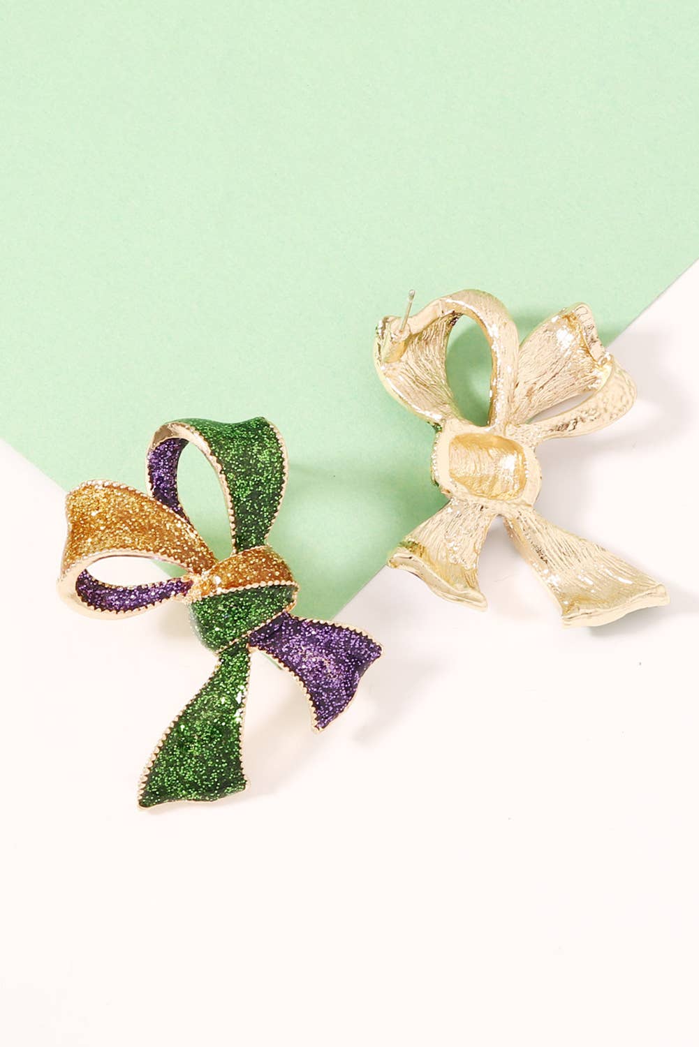 Mardi Gras Bow Earrings