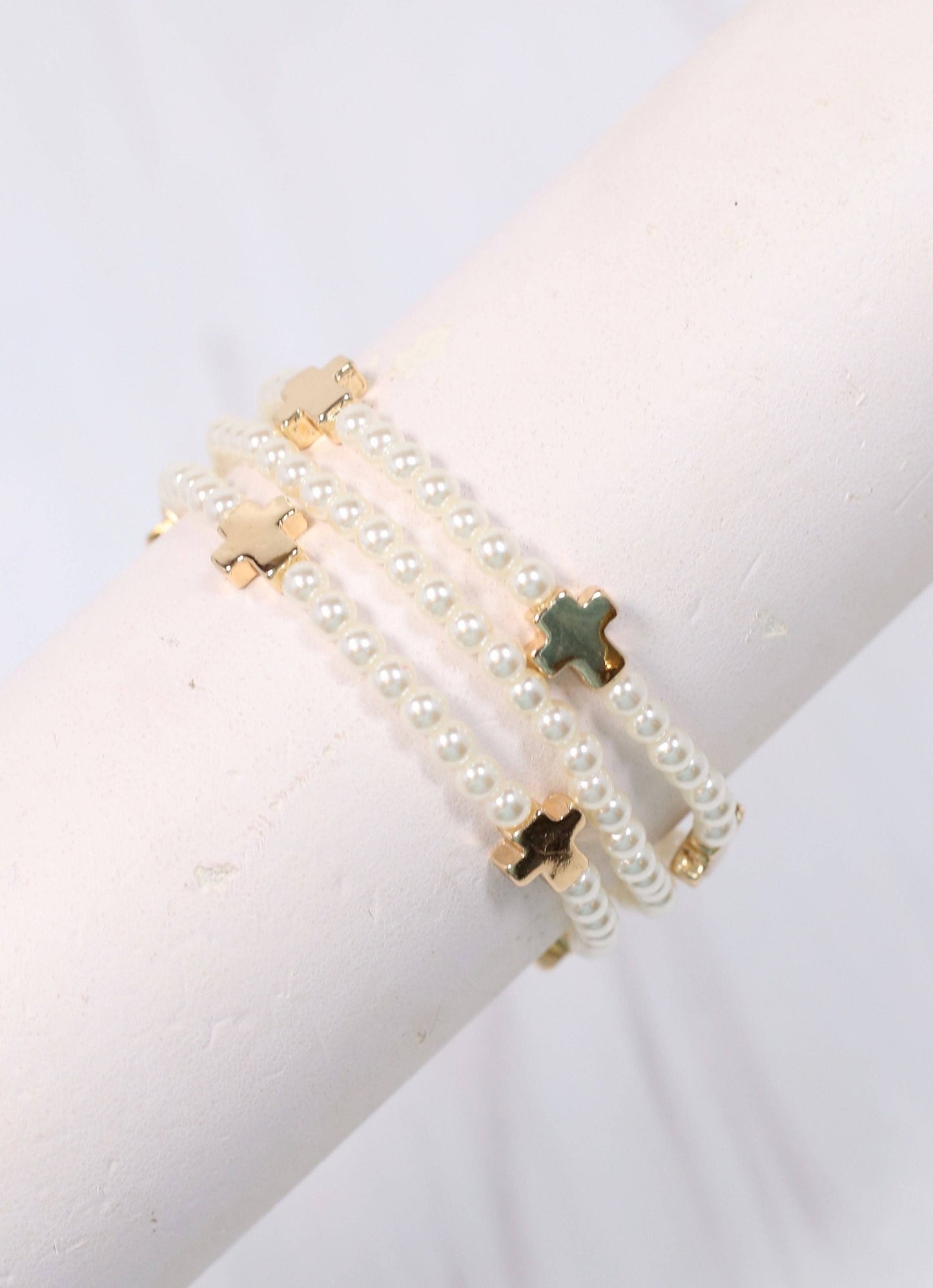 Mae Cross Pearl Bracelet Set