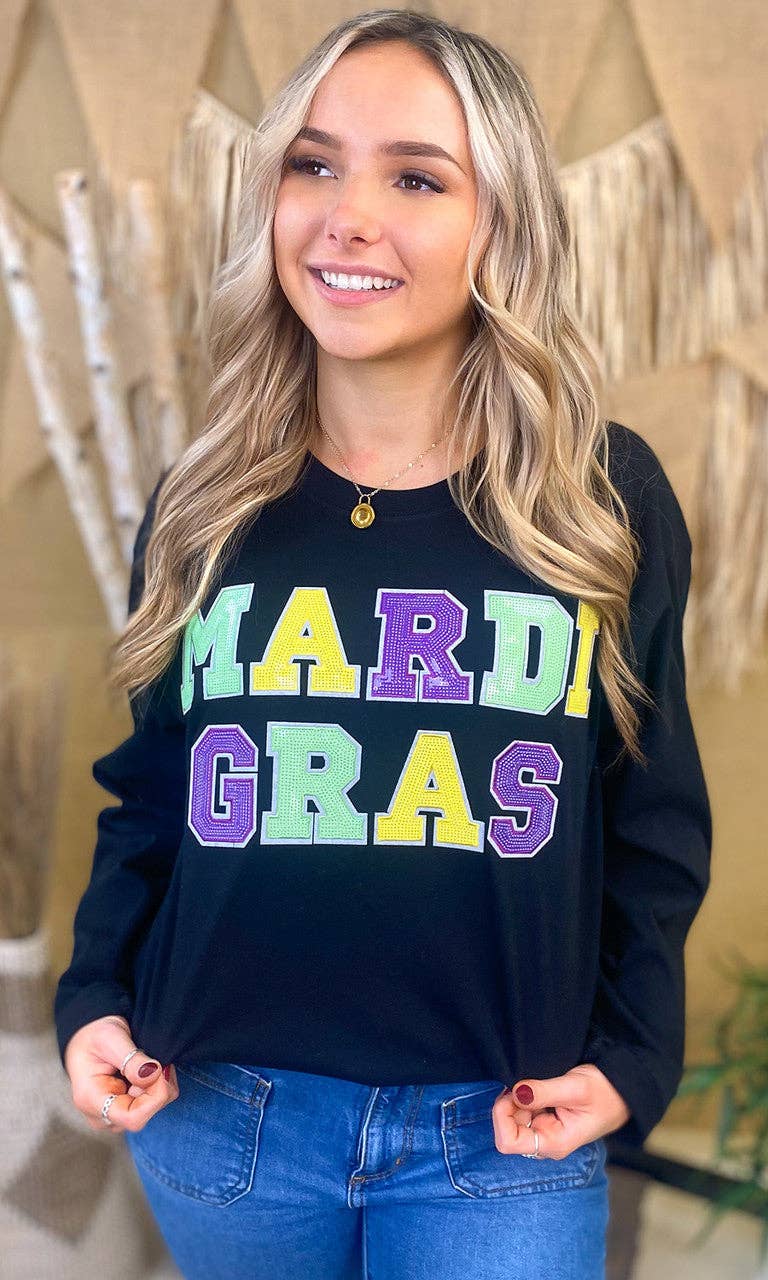 Mardi Gras Sequin Long Sleeve Tee