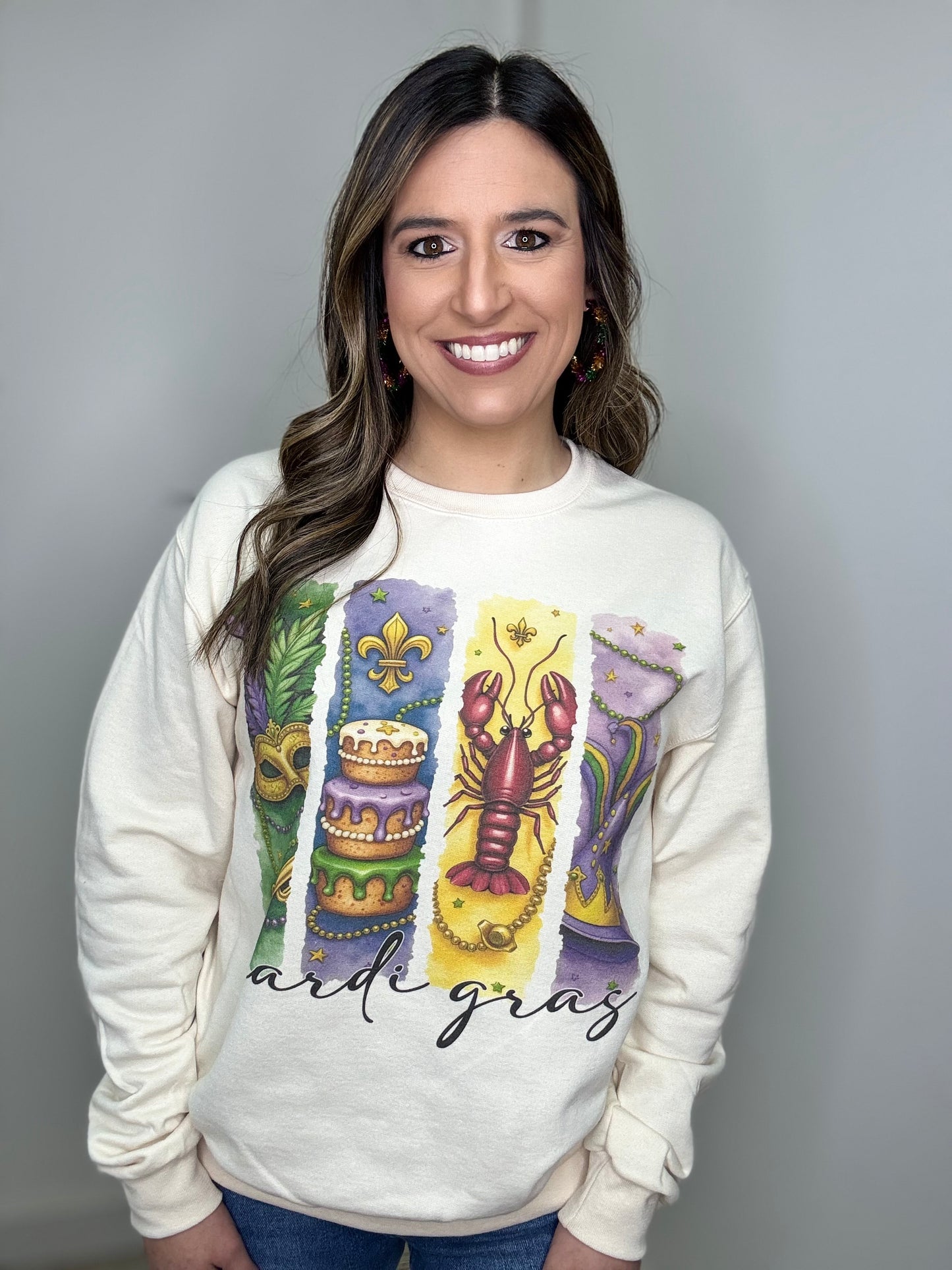 Retro Graphic Mardi Gras Sweatshirt