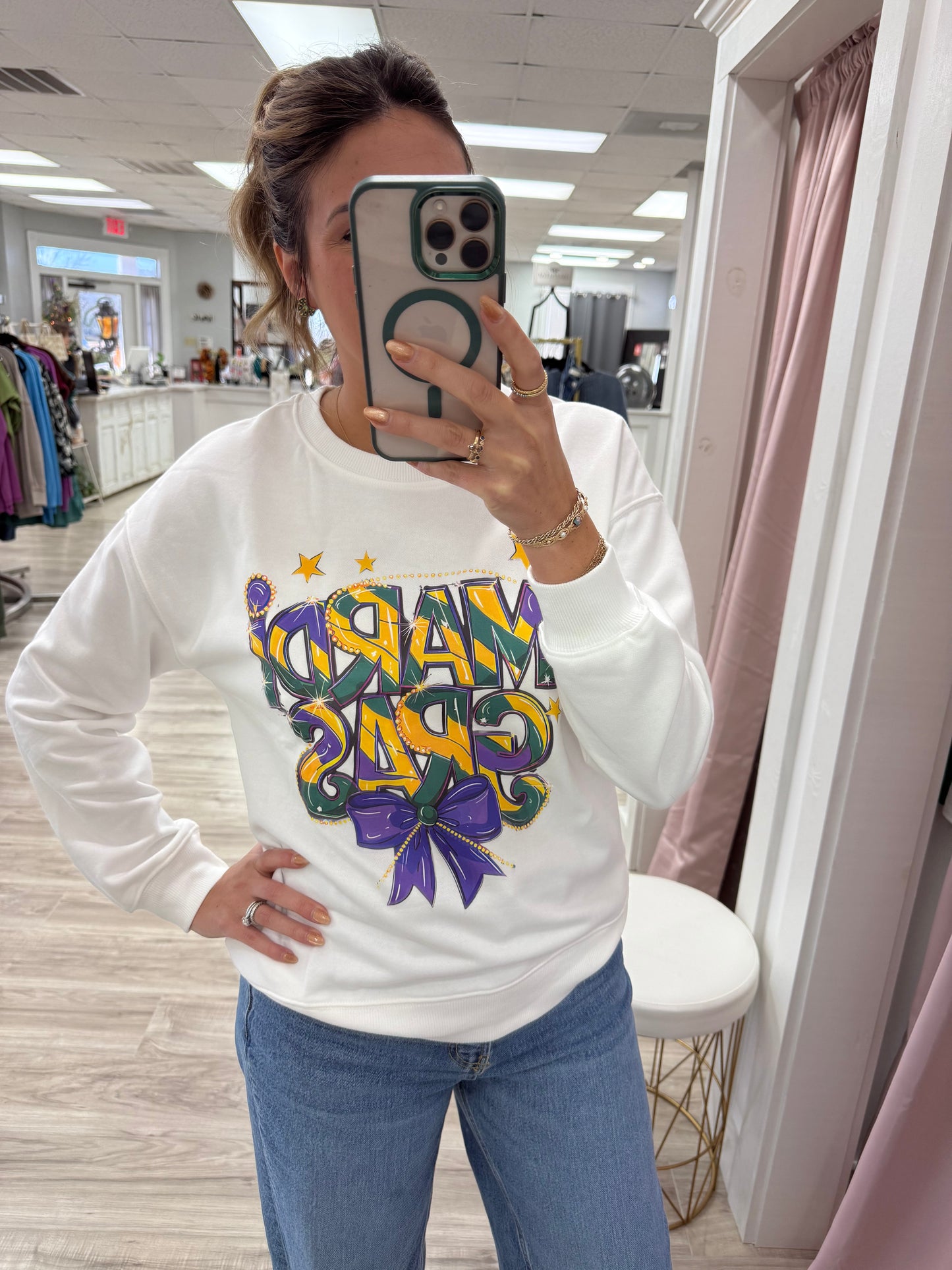 Mardi Gras Bow Sweatshirt