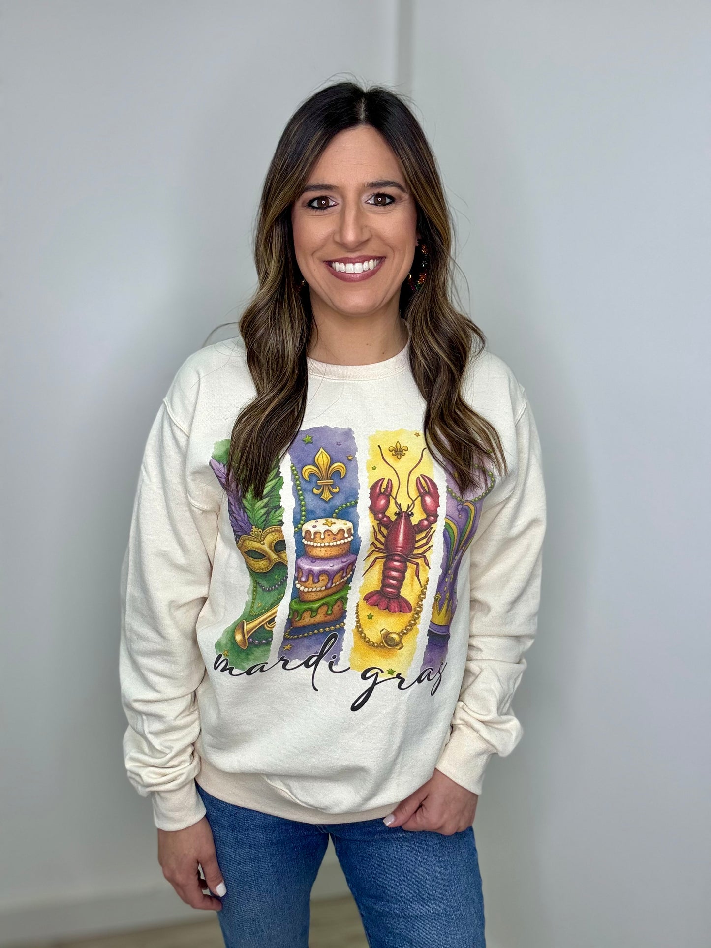 Retro Graphic Mardi Gras Sweatshirt