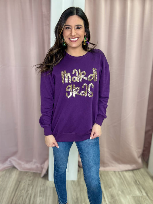 Mardi Gras Sequin Sweatshirt