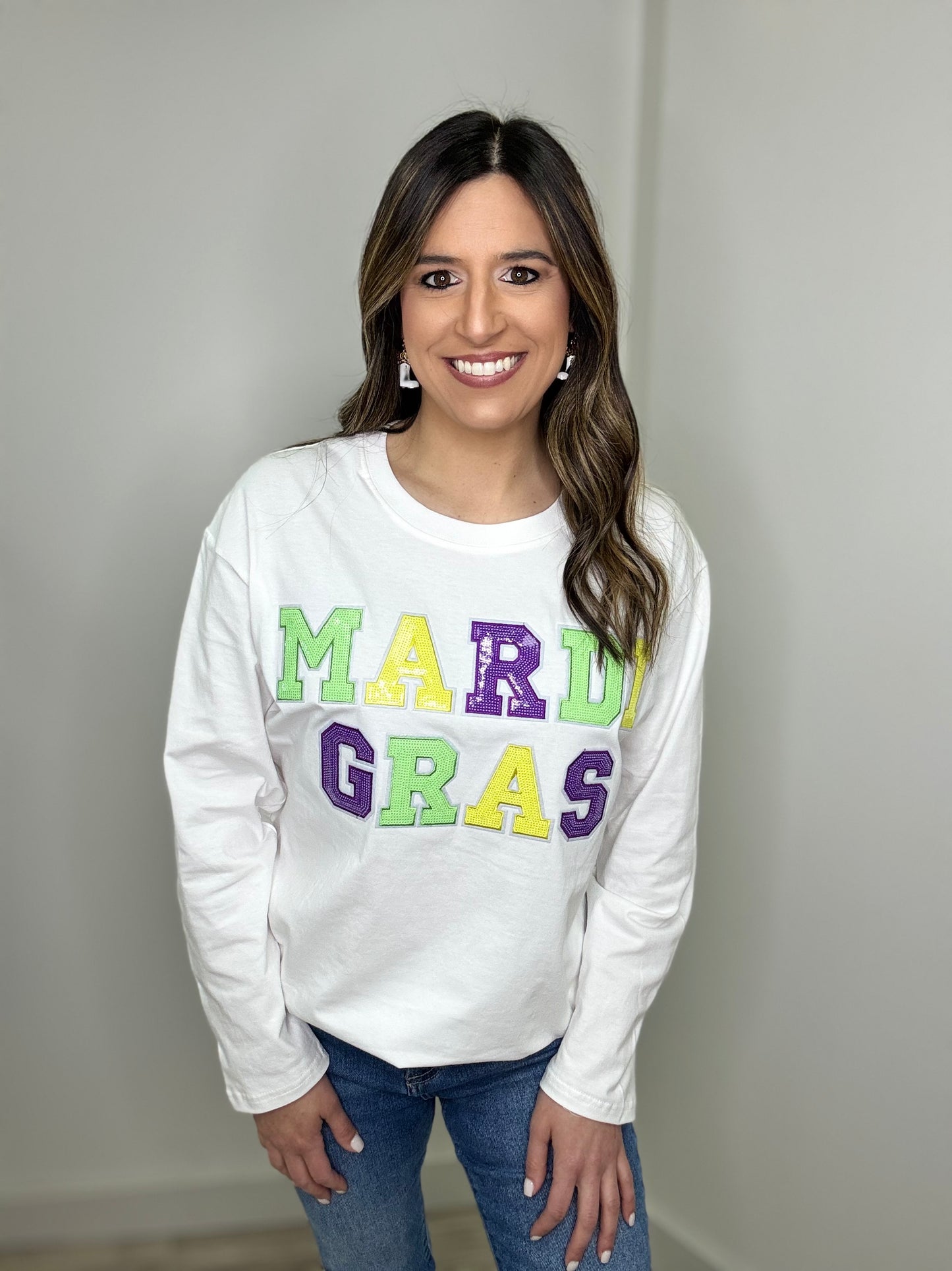 Mardi Gras Sequin Long Sleeve Tee
