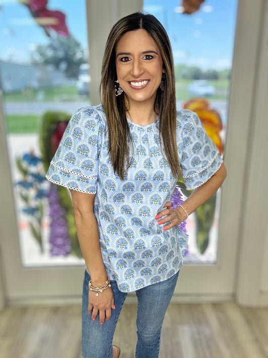 Blue Blooms Top
