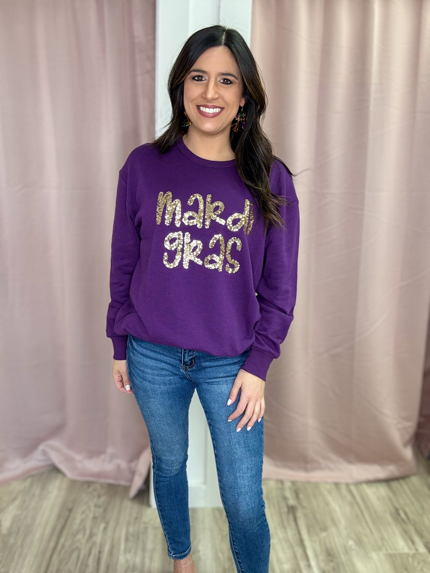 Mardi Gras Sequin Sweatshirt