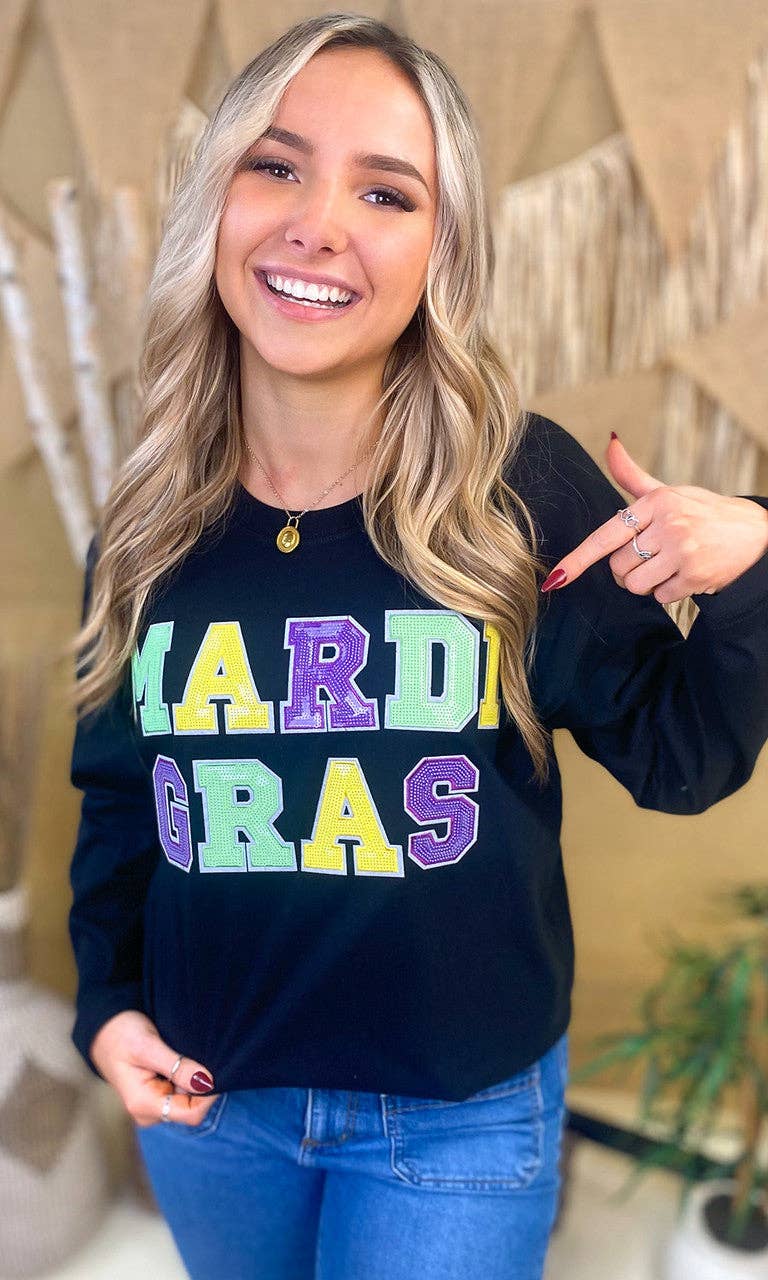 Mardi Gras Sequin Long Sleeve Tee