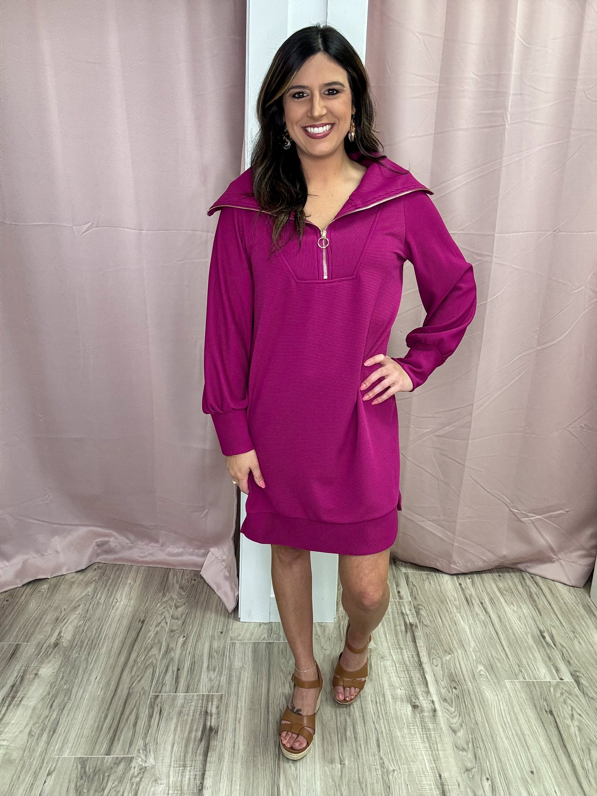magenta dress for women Evelyn | Linning on top bust area (comfortable wear without bra) Charming Magenta Dress