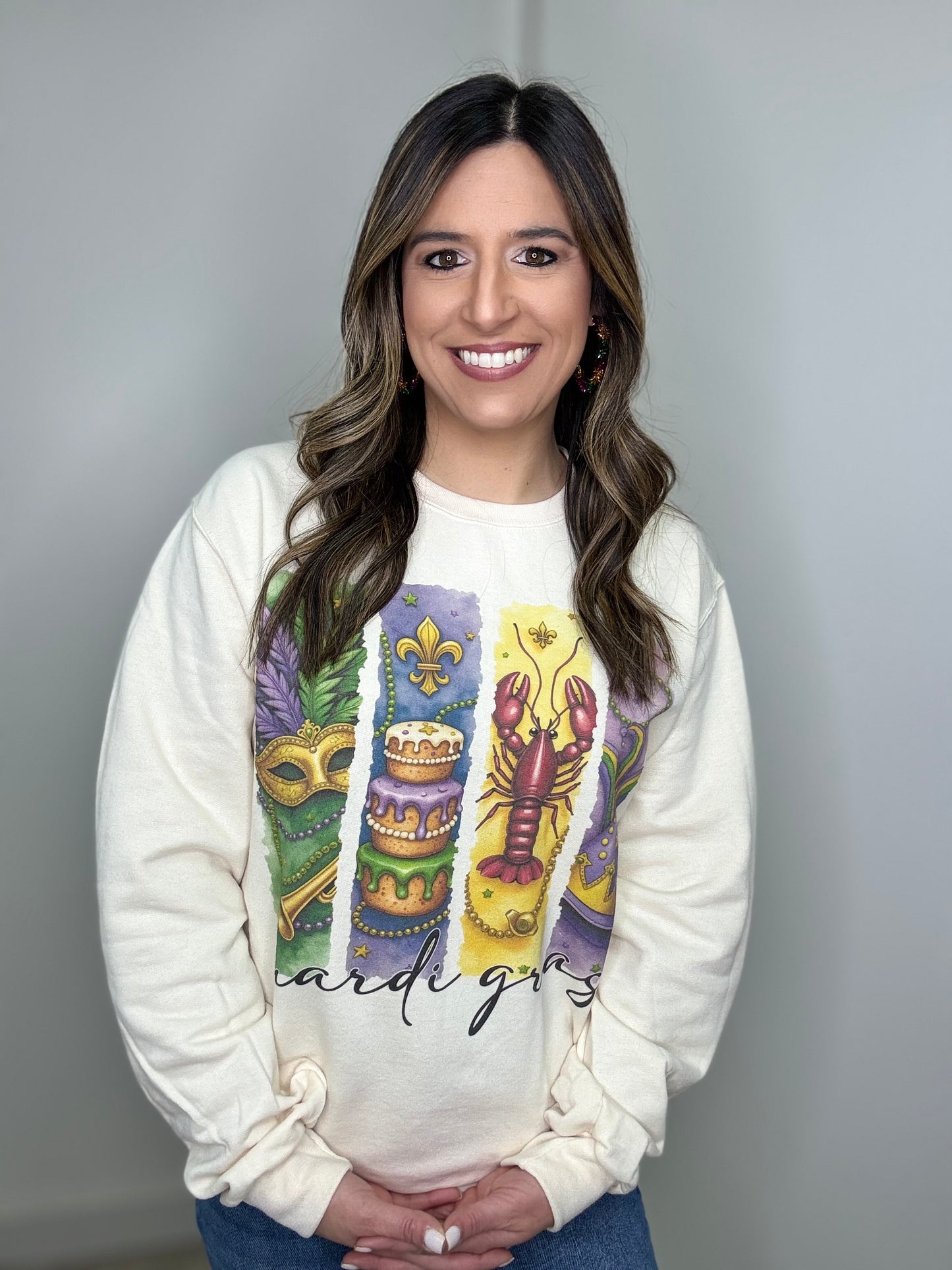 Retro Graphic Mardi Gras Sweatshirt
