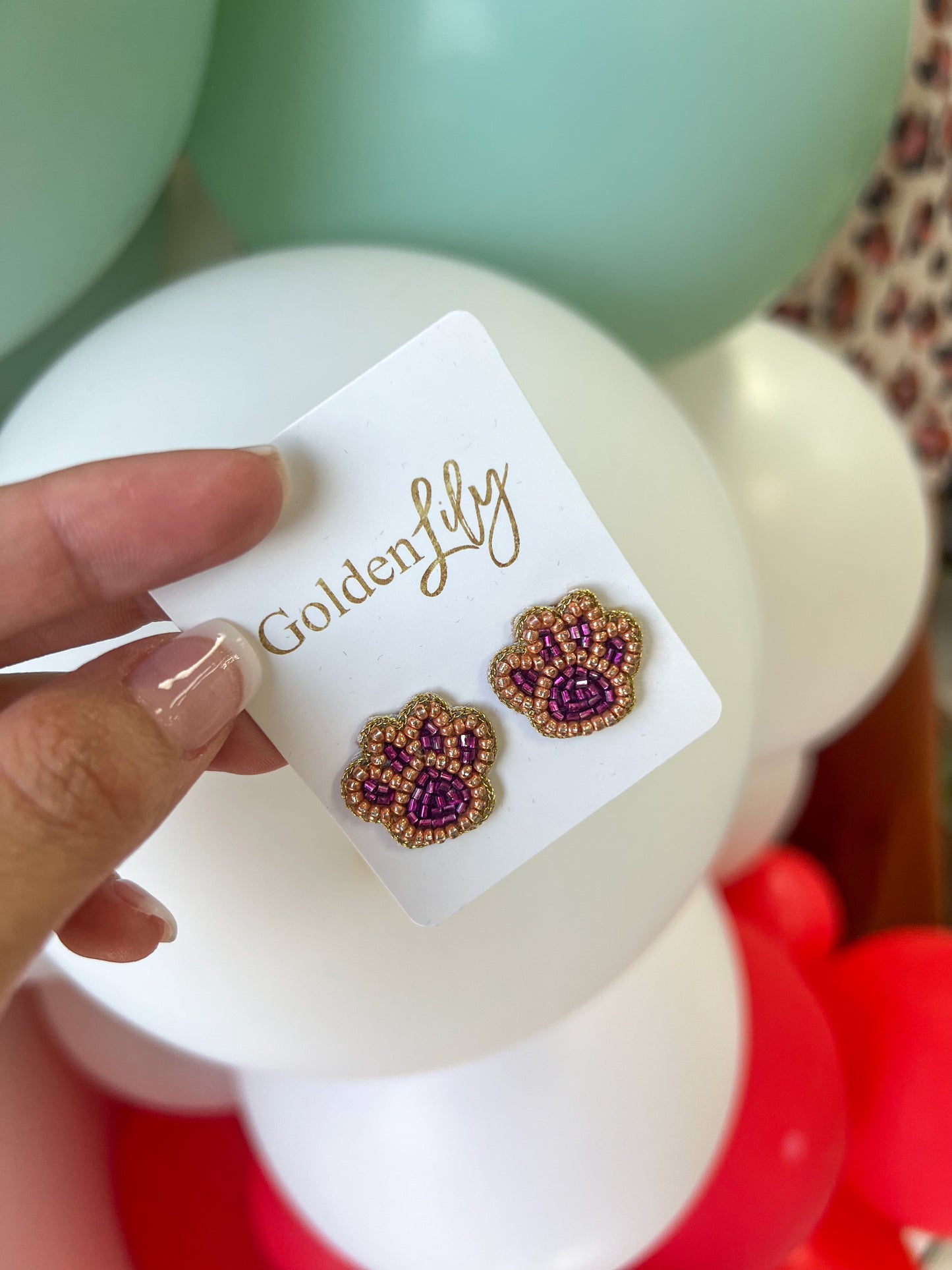 Paw Print Stud Earrings