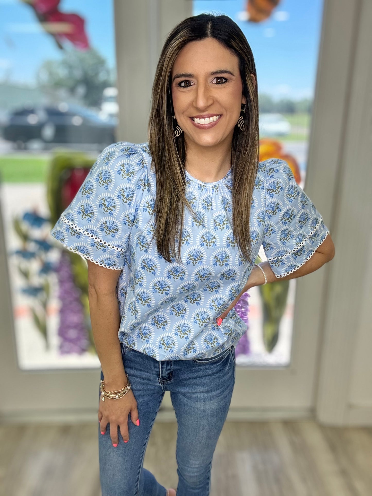 Blue Blooms Top