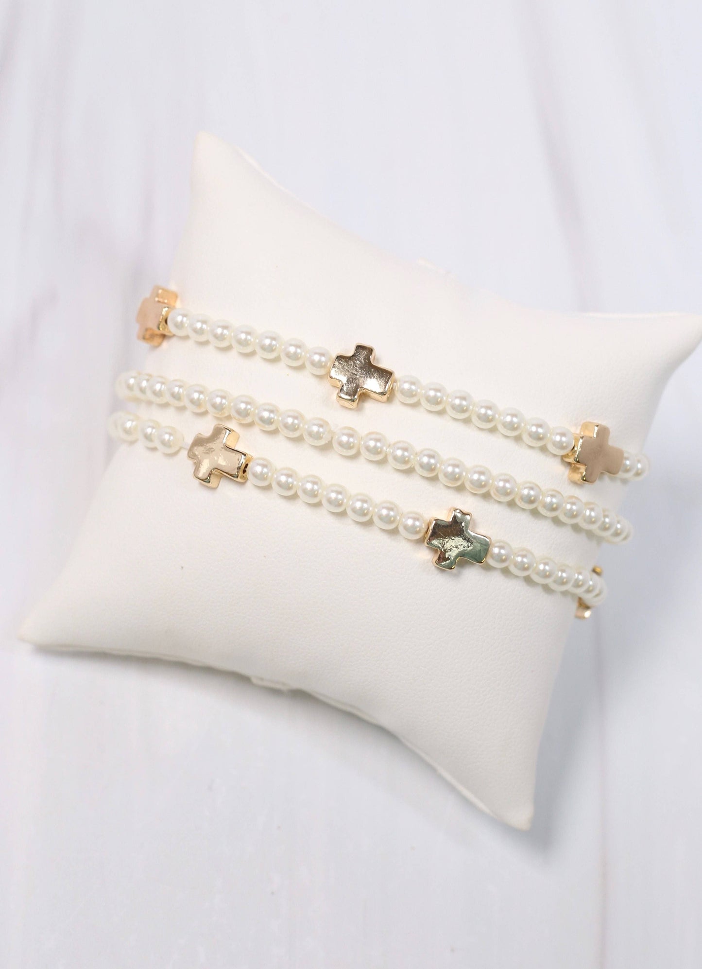 Mae Cross Pearl Bracelet Set
