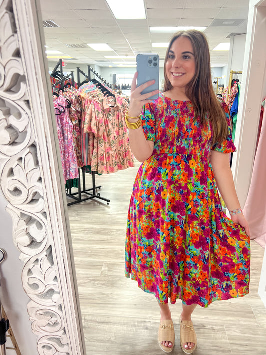 Full Of Color Midi Dress