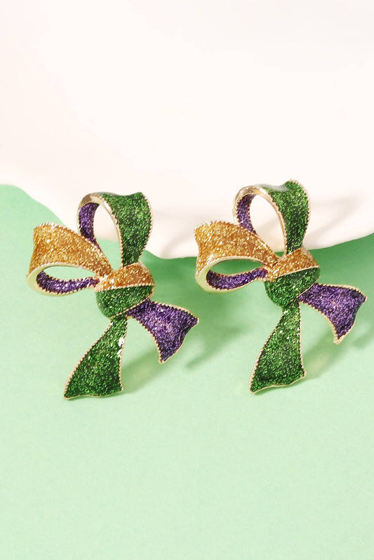 Mardi Gras Bow Earrings
