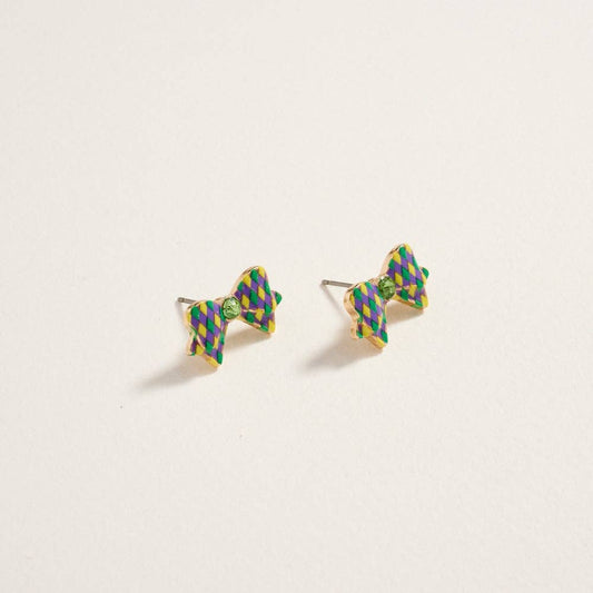 Small Mardi Gras Bow Studs