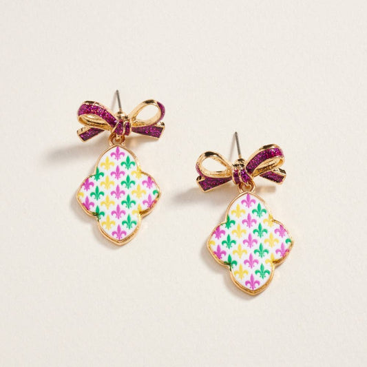 Mardi Gras Clover Earrings