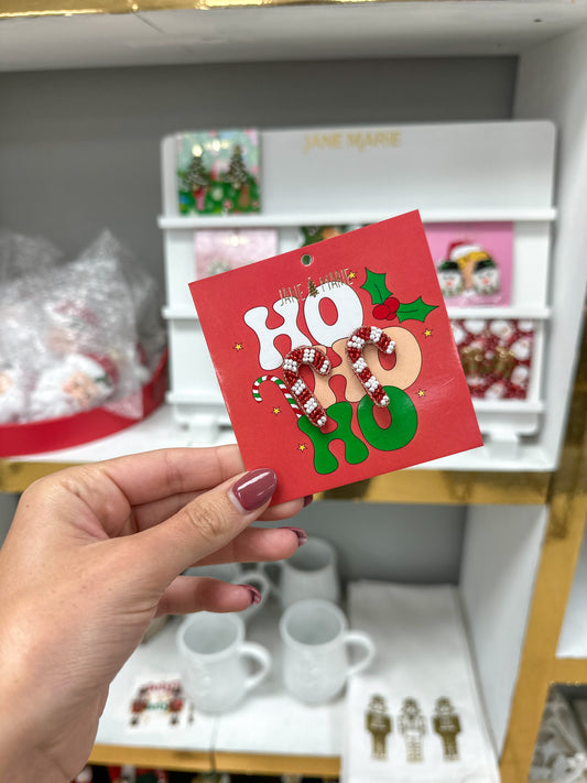 Beaded Candy Cane Studs