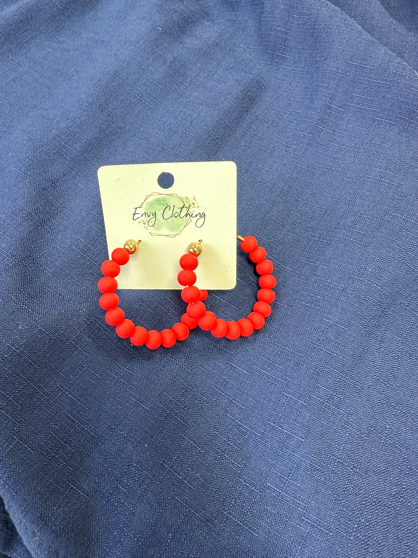 Red Beaded Hoops