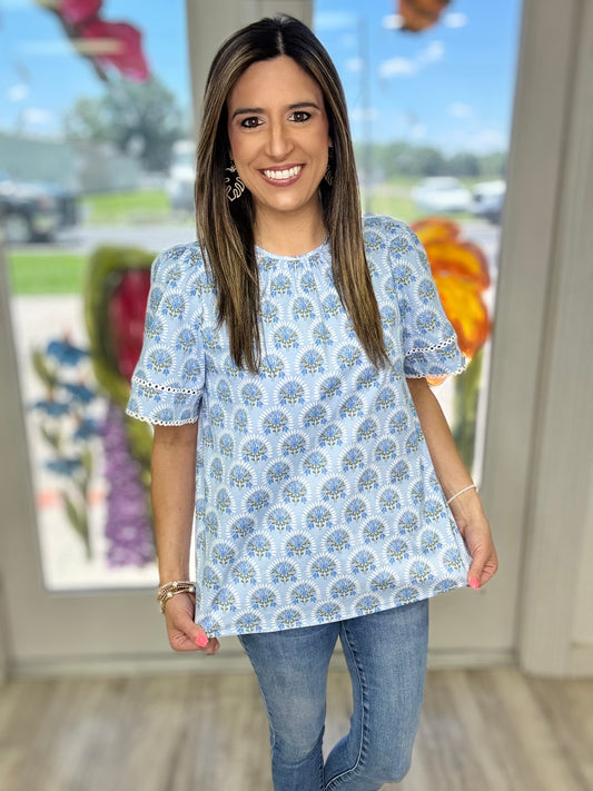 Blue Blooms Top
