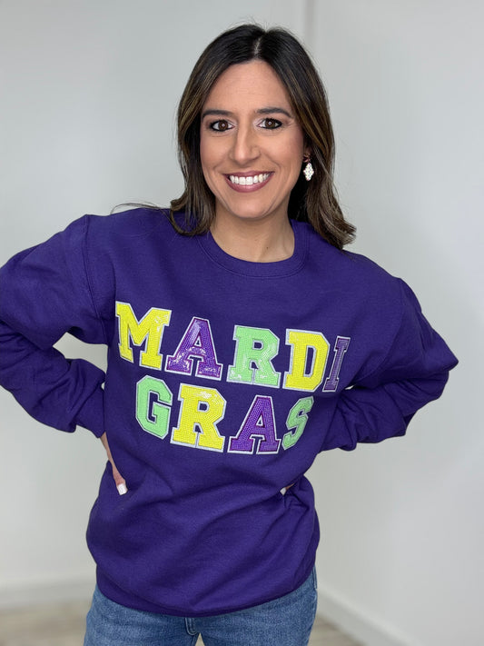 Mardi Gras Sequin Sweatshirt