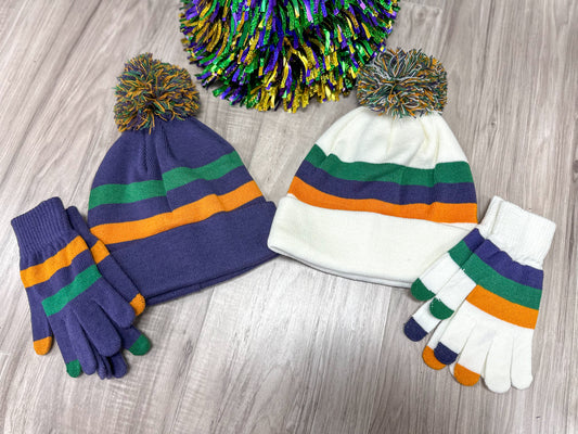 Mardi Gras Striped Beanie