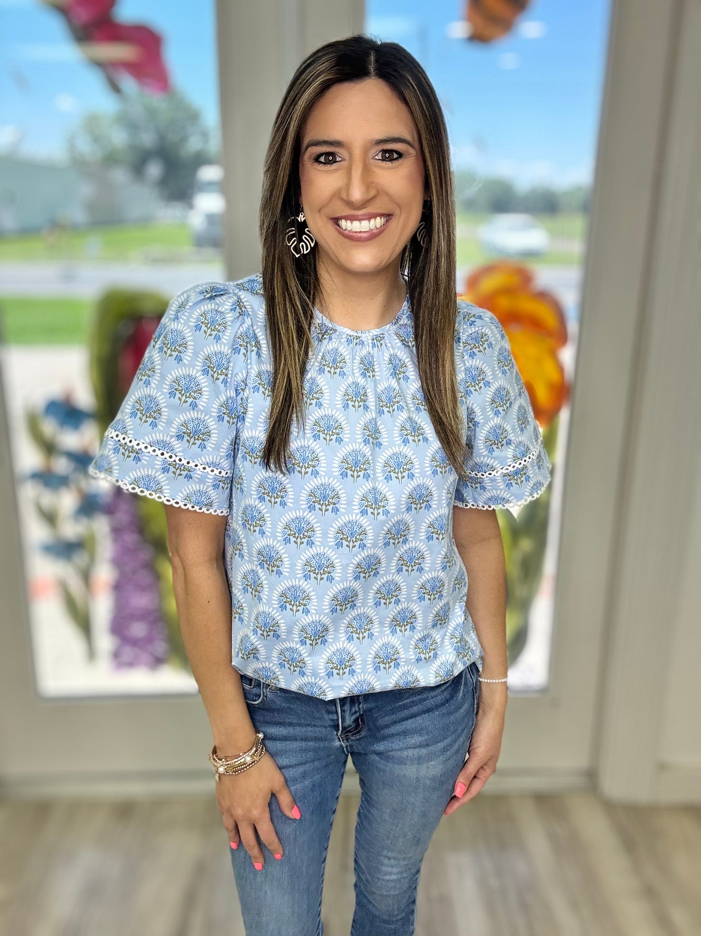 Blue Blooms Top