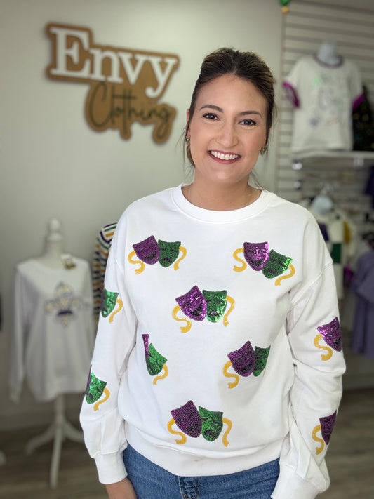 Mardi Gras Mask Sweatshirt