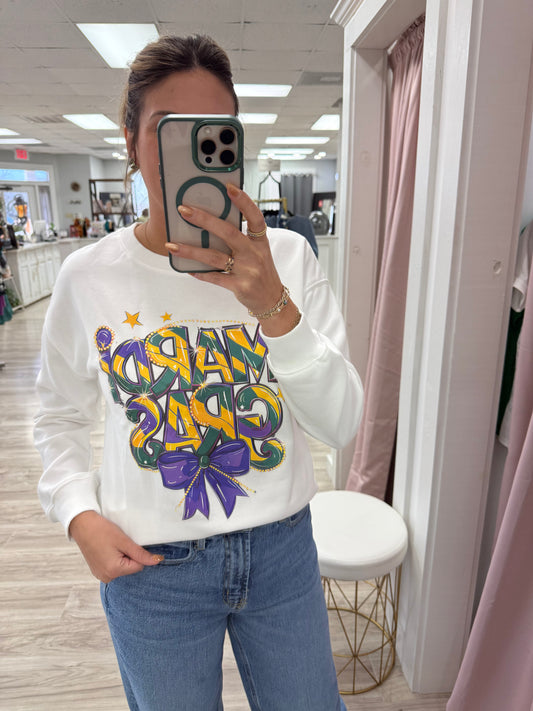 Mardi Gras Bow Sweatshirt