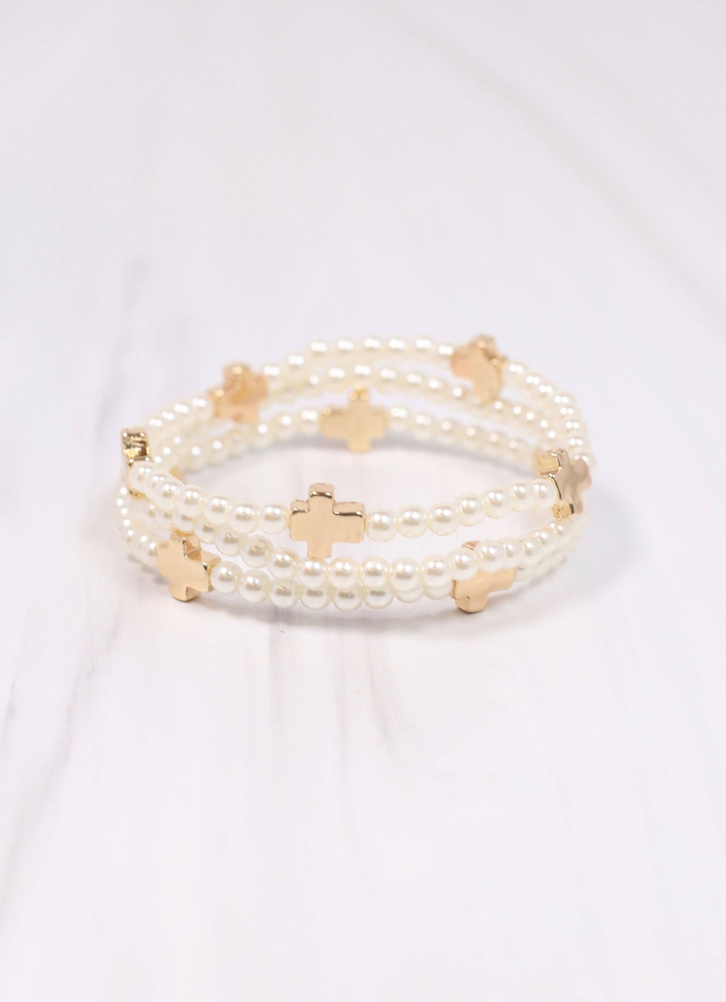 Mae Cross Pearl Bracelet Set