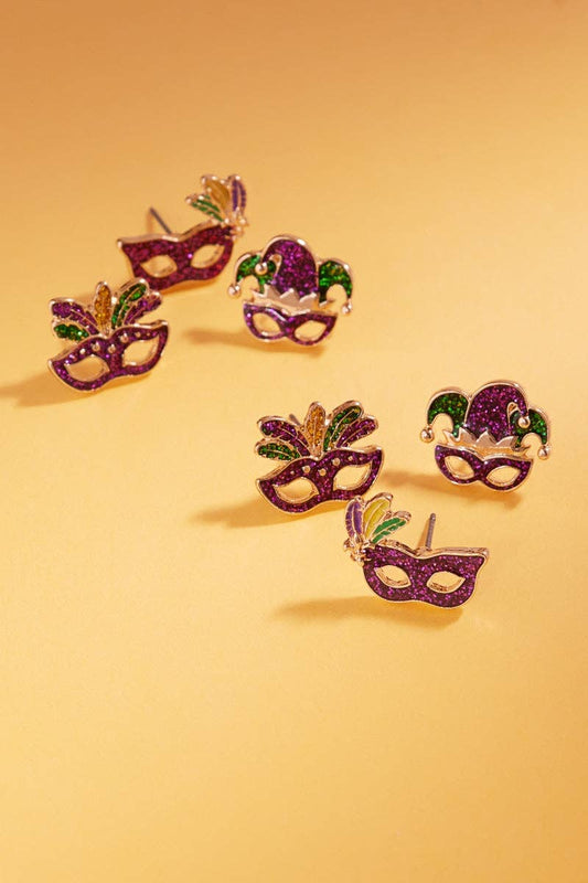 Mardi Gras Mask Studs