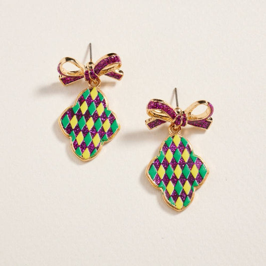 Mardi Gras Clover Earrings