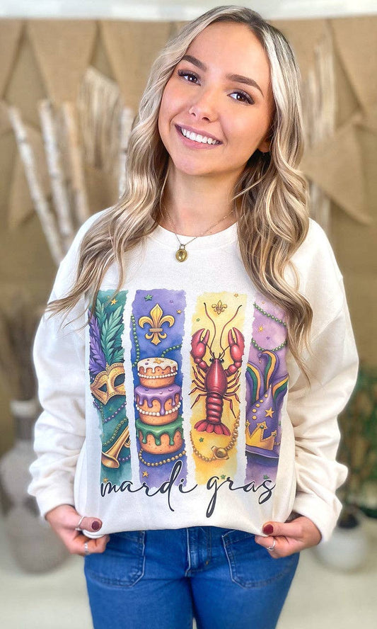 Retro Graphic Mardi Gras Sweatshirt