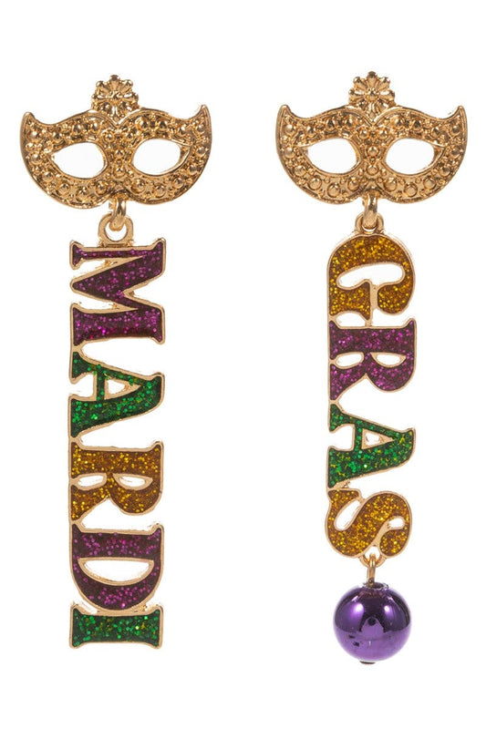 Mardi Gras Letters Earrings