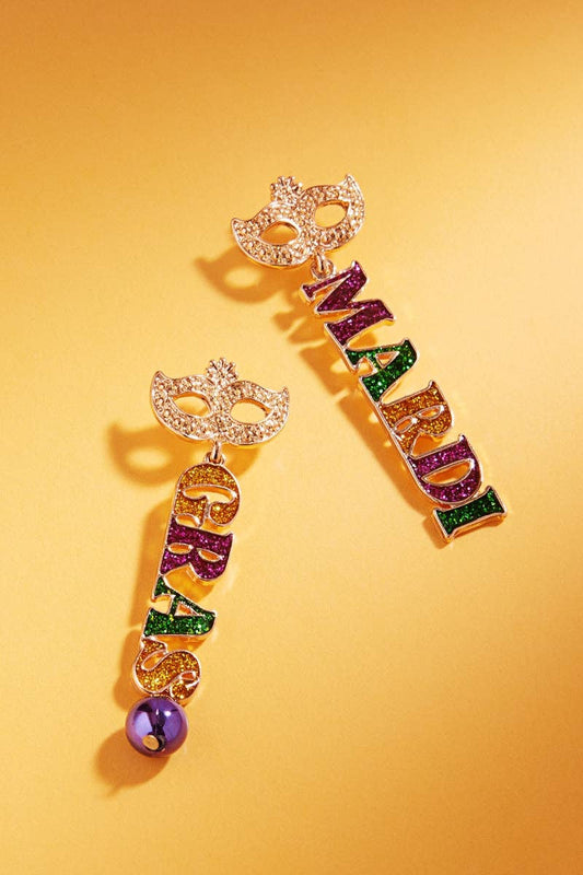 Mardi Gras Letters Earrings
