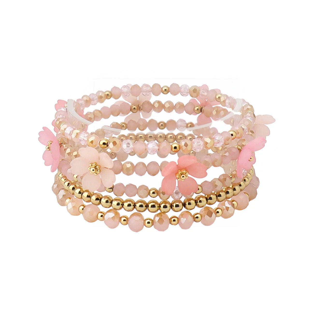 Pretty Pink Flowers Bracelet Set